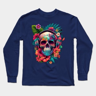 Colorful Floral Skull head design #5 Long Sleeve T-Shirt